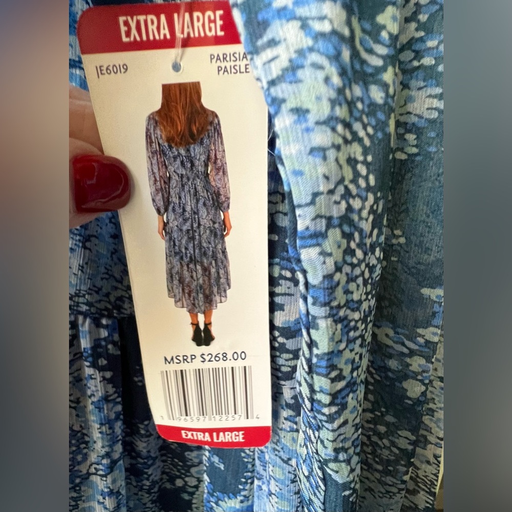 Joie - NWT - XL - Long Sleeve Dress - Blue “Parisian Paisley” Maxi dress - Picture 5 of 13